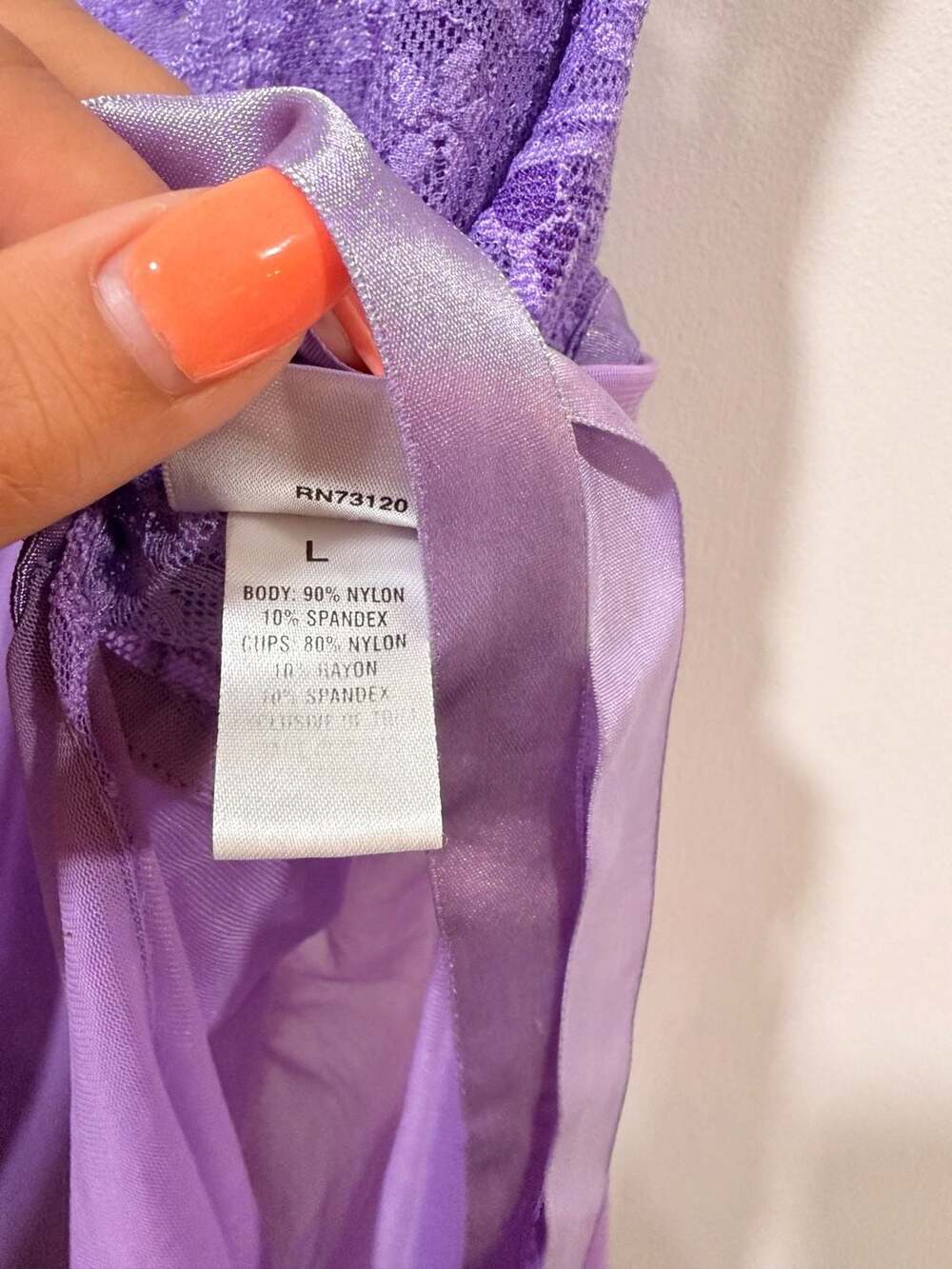 Fredericks of Hollywood Lingerie Babydoll Tank Purple Sheer Ribbon Trim - Picture 10 of 13